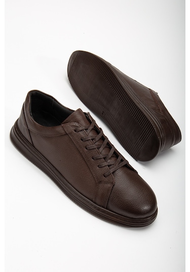 Garantili D563 Günlük Ortopedik Hakiki Deri Erkek Ayakkabı Kahverengi