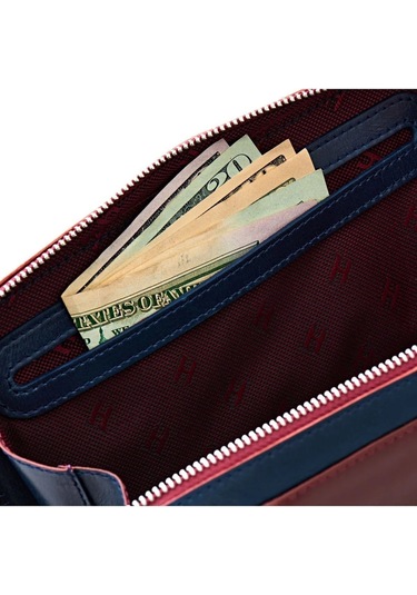 Carlye Uniseks Bordo Haki Deri Ön Cepli Bileklikli Fermuarlı Rfid Korumalı Çanta Haki