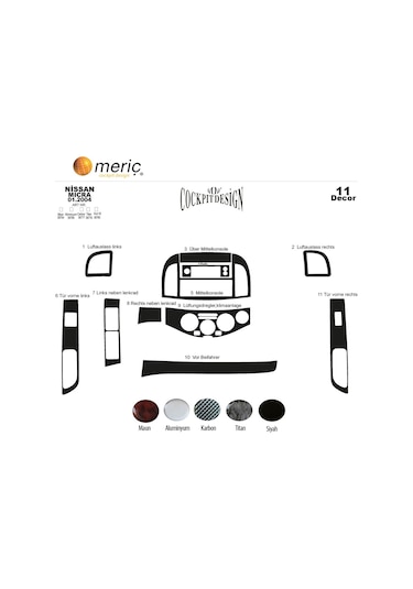 Meriç® Nissan Micra Ön Torpido Kaplama 11 Parça 2004-2009 (530156879)
