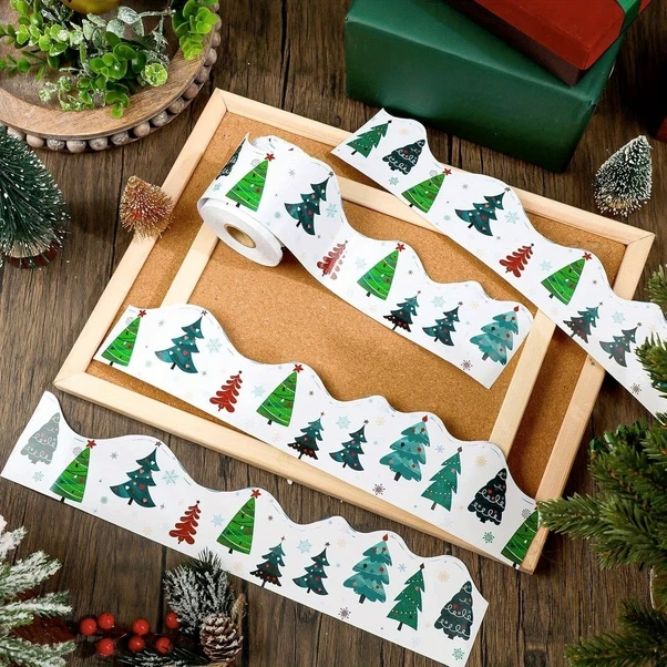 Gateesat Noel Sınır Çıkartmaları 708.66 İnç Dekoratif Yazı Tahtası Pano Bordür Yapışkanı