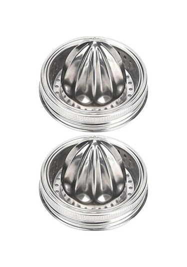 Novahub 2 Adet Manuel Meyve Sıkacağı Taşınabilir Geniş Ağızlı Kavanoz Vidalı Kapaklı Delikli Gıda Sınıfı Paslanmaz Çelik Limon Portakal Gümüş