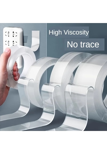 Gateesat 3 Adet Güçlü Yapışkan Çift Taraflı Bant Yeniden Kullanılabilir Kalıntı Bırakmaz