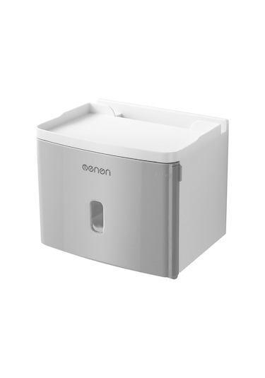 Suofeng Gri Modern Duşakabin Kağıt Dispenseri - Abs Malzeme, Seffaf Pencere, Yay Kilit Ve Zımba Sahnesi - Zımba İle Kolay Kurulum