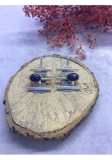 Nsa Gümüş Lapis Lazuli Taşı 925 Ayar Doğal Taş El İşi Gümüş Set