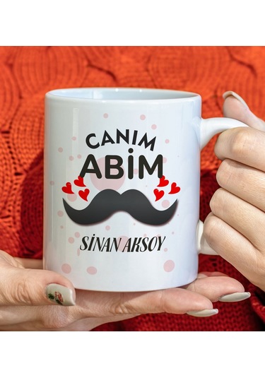 Bk Gift Kişiye Özel Canım Abim Tasarımlı Beyaz Kupa Bardak, Doğum Günü Hediyesi Kobitmeyencom34877 Bk Gift Renkli