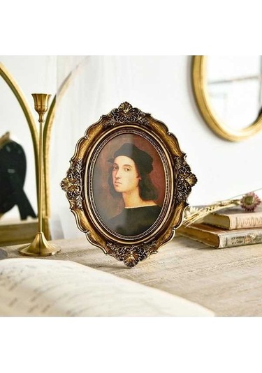 Tongxida Retro Ahşap Ev Dekor Fotoğraf Çerçeveleri, Oval-7 İnç