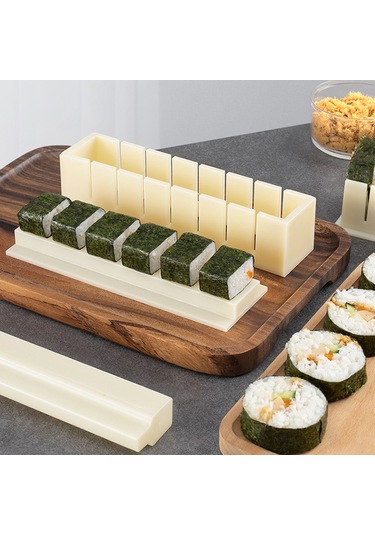Youmex 3'lü Beyaz Küçük Kare Sushi Kalıbı Seti - Evde Profesyonel Sushi Şekilleri İçin Dayanıklı Plastik Aletler Beyaz