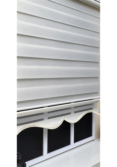 Storburada Zebra Stor Perde Ekru Etek Dilimli Stb-400-v02 Ekru