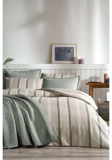 Özdilek Calista 7 Parça Yatak Örtülü Pamuklu Gelin Seti-yeşil Yeşil