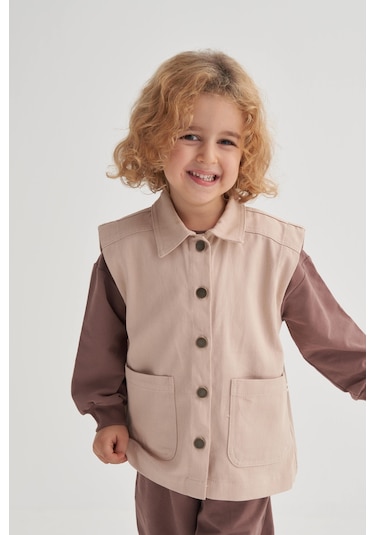 Cigit Gabardin Yelek 2-7 Yaş Bej Bej
