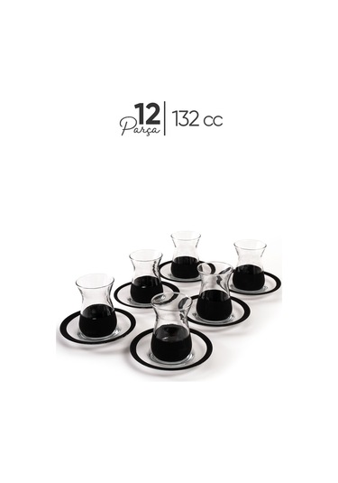 Mest 12 Parça 6 Kişilik Siyah Mat Çay Bardağı Seti - 132 Cc Şıklık Ve Modern Tasarım Siyah Mat