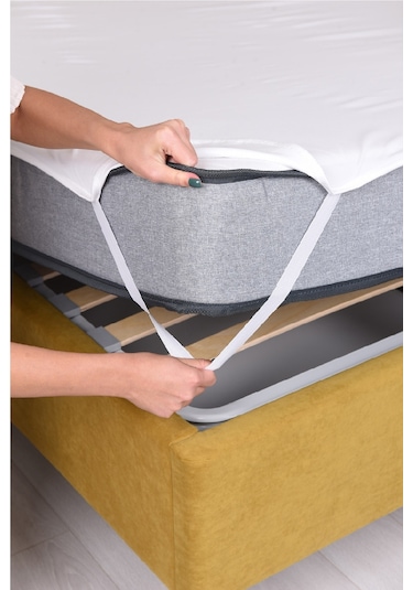 Evony Sıvı Geçirmez Alez 200x240 Cm Çift Kişilik Yatak Koruyucu Pamuklu Köşe Lastikli Beyaz