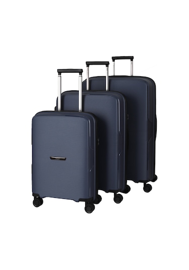 Baggaj V2408 Policarbon Valiz Siyah Set Blue