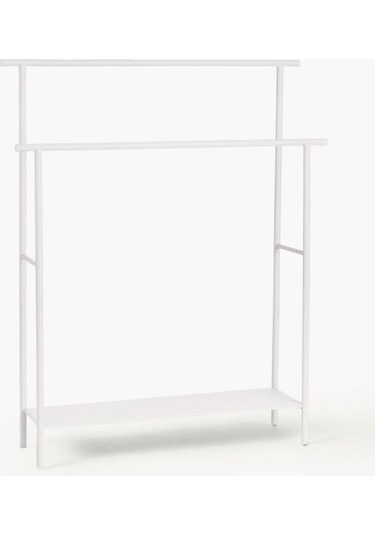 Dora Raflı Metal Banyo Havlu Ve Bornoz Askılığı Beyaz