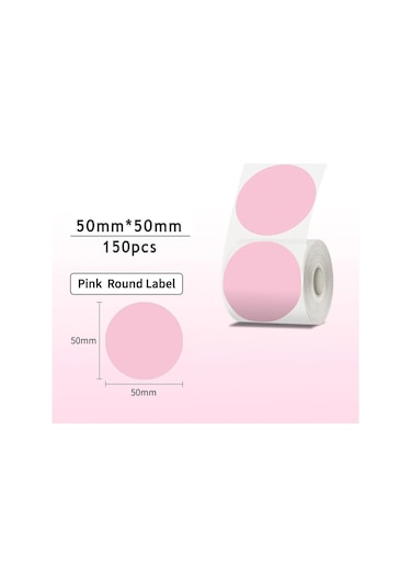 Youtek Detonger P1/p2/dp23/dp27/dp26 Ve Phomemo M221/m110/m120/m200/m220 Uyumlu 50x50mm 150 Adet Pembe Dairesel Termal Etiket Kağıdı