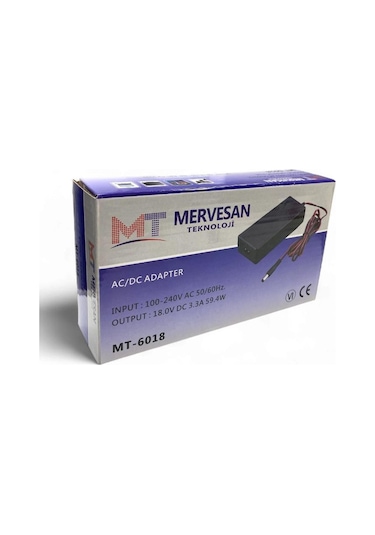 Mervesan Mt-6018 Dc 18volt 3.3amper Smps Adaptör 5.5x2.5mmm Jak Fişli