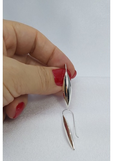 925 Ayar Rodyum Elips Tasarım Gümüş Küpe