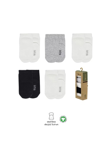 5'li Penye Soket Kutulu Basic Çorap 10131 Gri Çok Renkli