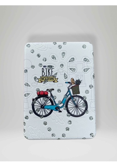 Işıltılı Bisiklet Temalı Çift Taraflı Cep Çanta Makyaj El Aynası 6cm X 9,5cm Kod:32