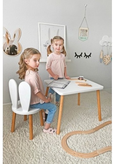 Bee Smart Ms-11-1 Beyaz Naturel Ayak Seti 1 Masa 1 Sandalye BEESMART.007 Diğer