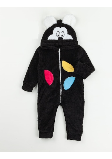Mj Kids Welsoft Peluş Fermuarlı Ayıcık Tulum Siyah