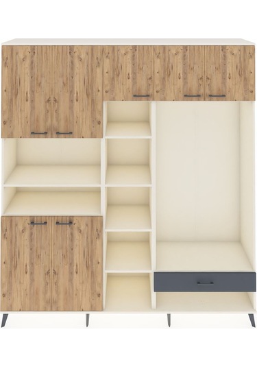 Hyperion Dolap 11 Raflı Tek Çekmeceli 7 Kapaklı 220x44x243 Aytaşı-çam/antrasit Atlas Çam/antrasıt