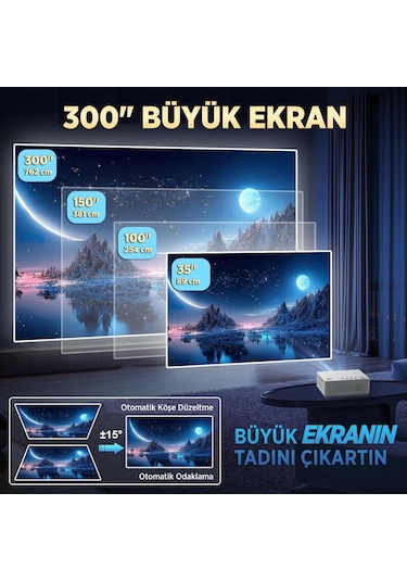 Vankyo Leisure L470A Android TV 1080P Destekli 6G Wi-Fi + Bluetooth 5.2 Projeksiyon Cihazı Beyaz