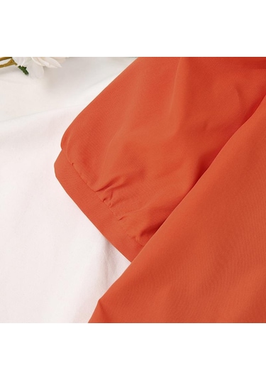 Gül Vonda Kadın Yaz Yuvarlak Yaka Puf Kısa Kollu Düğmeli Düz Renk Bol Bluz Gül