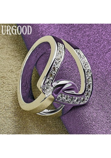 925 Ayar Gümüş Geometrik Aaa Zirkon Yüzük Moda Takı