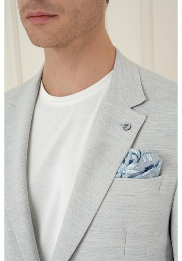 Comfort Fit Mono Yaka Çift Yırtmaç Torba Cep Casual Taş Ceket C 698 Taş