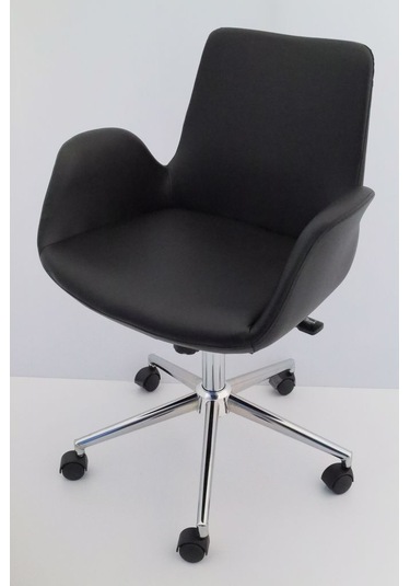 Hava Siyah Deri Ofis Sekreter Çalışma Sandalyesi