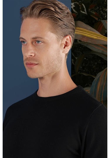 Tr 858 Slim Fit Siyah Klasik Triko Siyah