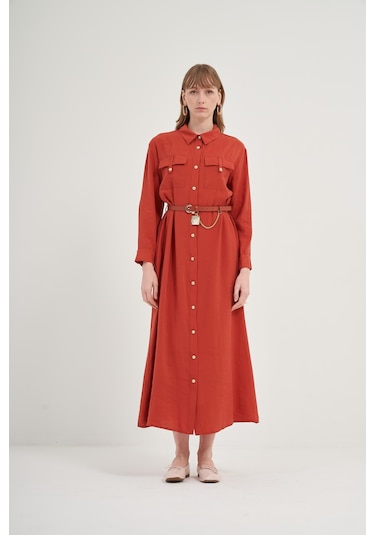 Ftz Modal Elbise Bakır 31016 Bakır