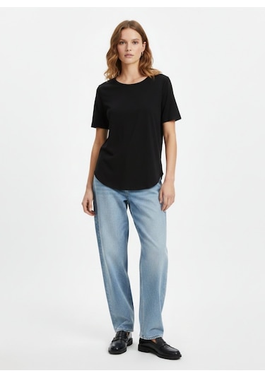 Ltb Bisiklet Yaka Relaxed Fit Siyah T-shırt Siyah