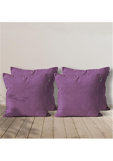 4'lü Kadife Dokulu Kırlent Kılıfı Mor-1992 - Mor