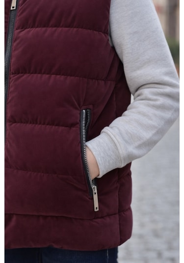 Pina Kids Erkek Çocuk Kapüşonlu Şişme Yelek Bordo