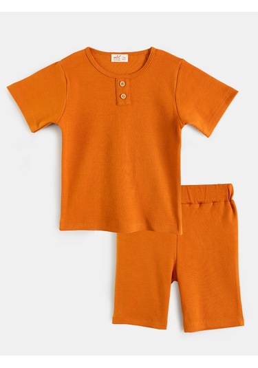 Aysbebe Erkek Çocuk Şortlu Kaşkorse Takım Kısa Kollu Kiremit