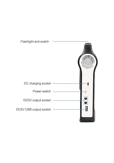 Techtic Kamp Lambası Solar El Feneri Güneş Enerjili Kamp Feneri Siyah