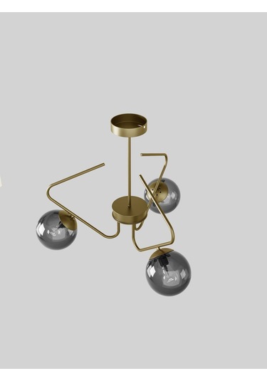 Lunor Cam Küre Başlıklı Modern 3'lü Avize Salon Ve Oturma Odası Siyah