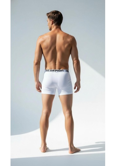 Erkek 6 Lı Modal Boxer Seti Nefes Alabilir Esnek Bel Lastikli Beyaz Erkek Boxer Beyaz