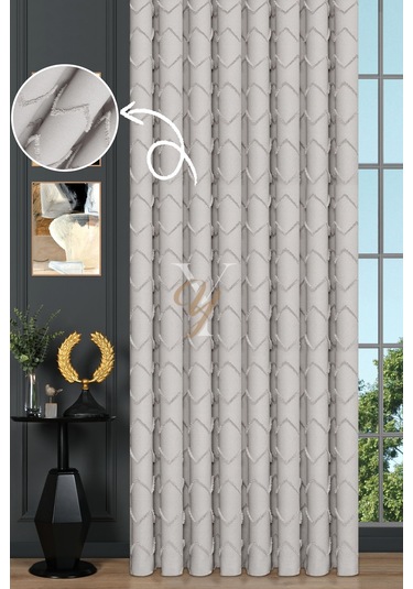 Jakar Kesme Fon Perde Ezgi V-6001 Ekru Ekru