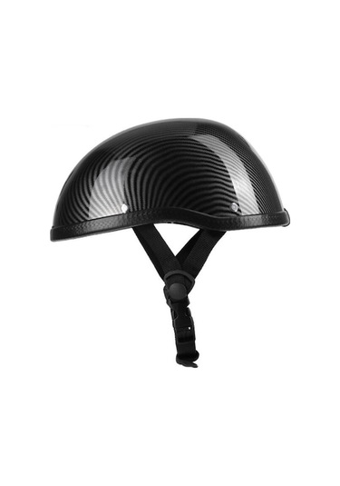 Klasik Motosiklet Yarım Kask - Abs + Pamuk Malzeme, Evrensel Boy, Yıkama Uygun, Karbon Desenli