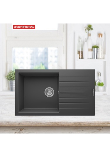 Domınoks Nil86x Tezgah Üstü Granit Evye Antrasit 50 x 86 CM