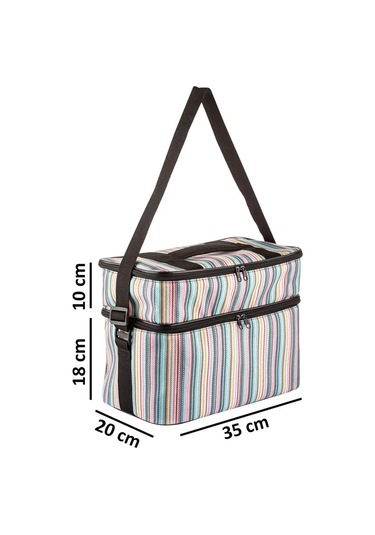 Ns Reliable Kamp Piknik Termal Soğutucu Yalıtımlı Buzluk Termos Çanta - 960 Çizgi Desenli Çok Renkli