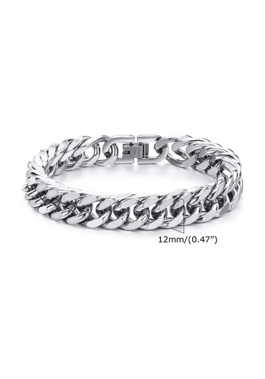 Siyah Erkek Paslanmaz Çelik 8 Mm Link Zinciri Miami Küba Bilezikler Erkek Erkek Çocuklar İçin Hediyeler 1.2 21cm Siyah