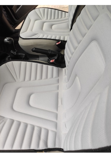 2,li Oto Koltuk Kılıfı Minder Alkantra Kumaş Gri Renk Slikon Direksiyon Kılıfı