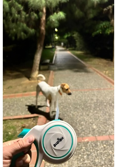 Budibu Makaralı Otomatik Geri Çekilebilen Kedi Köpek Gezdirme Tasması Medium Max 25 Kg Beyaz