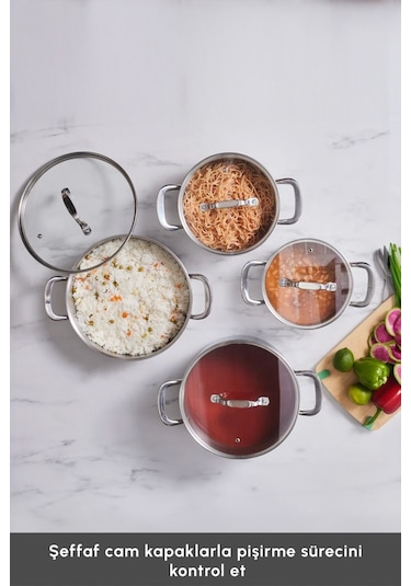 Karaca  Powersteel 316+ Enzo 8 Parça Çelik Tencere Seti