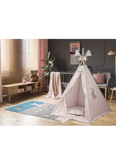 Exorbaby Xl Büyük Boy Ahşap Ve Pamuklu Oyun Çadırı , Oyun Evi Pembe