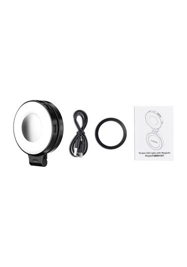 Brdrc Manyetik Dolgu Işığı Selfie Işığı Güç Bankası Magsafe İle Uyumlu Dönebilen Telefon Standı Siyah
